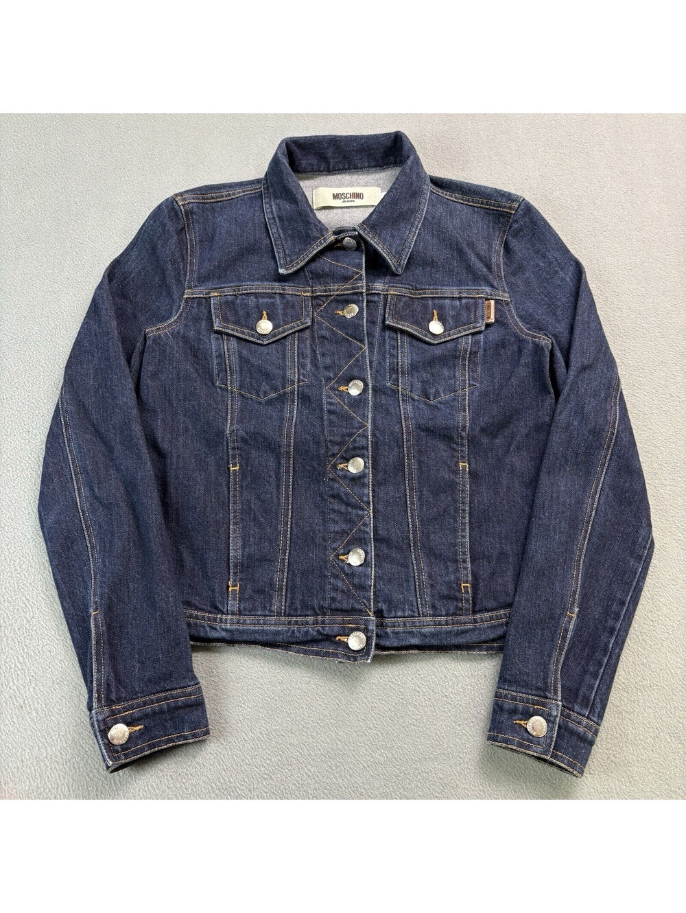 Vintage Moschino Jeans Denim Trucker Jacket Women’s Size 8 Made In Italy